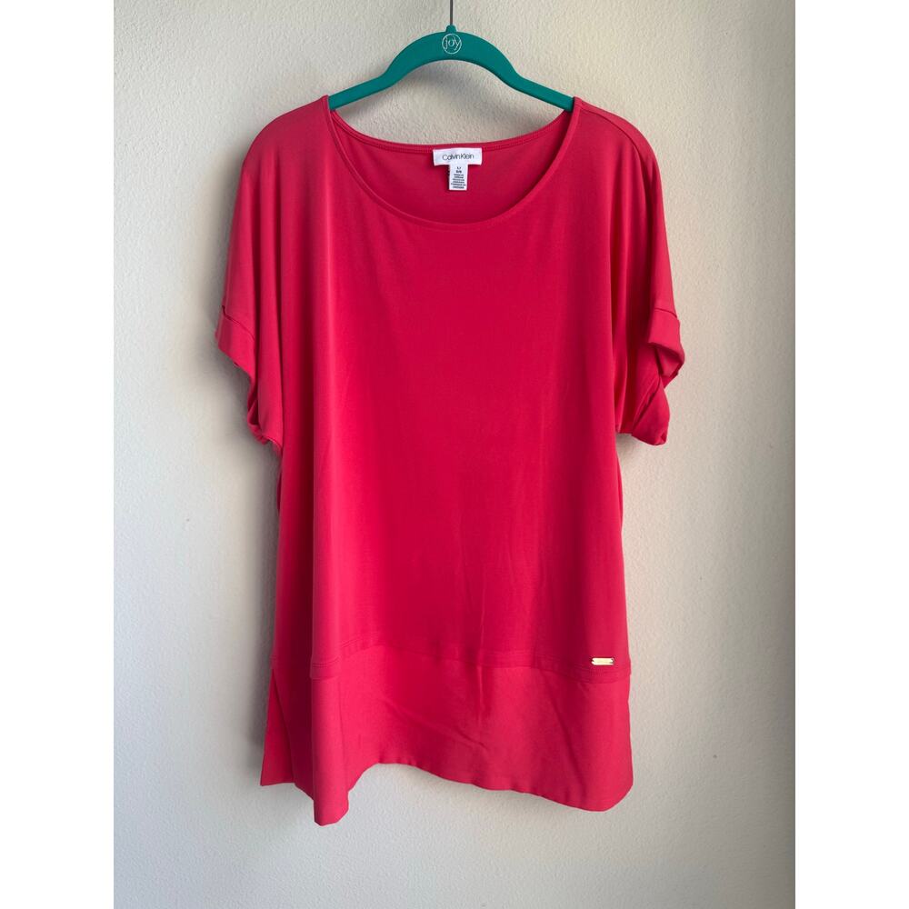 Coral Calvin Klein Tunic Top - Size Large